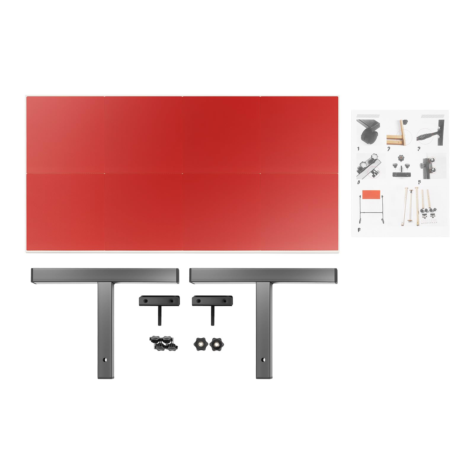 Planche de tennis de table, rebond de ping pong, planche de tennis de table avec 8 caoutchoucs rouges, appareil d'entraînement pour la maison, la gym, l'intérieur et l'extérieur