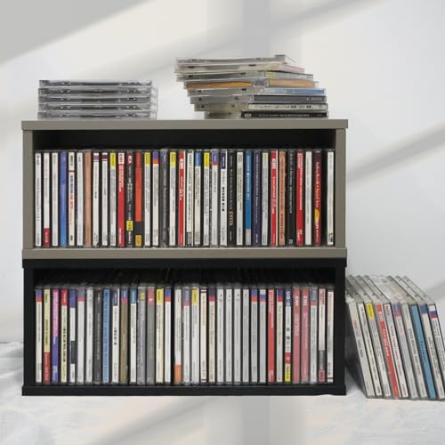 Étagère CD empilable sdroceRyaM noire pour rangement de 35 disques compacts - 5