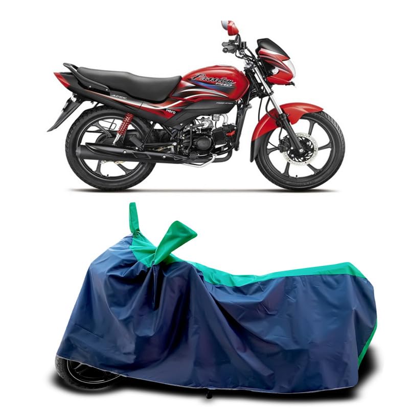 Image of DUFFEL-Two Wheeler Bike Cover Compatible for Hero Passion Pro I3s Bs6 Heat Protectio /UV-Rays /Birds Dropping /DustProof /Waterproof Indoor Outdoor and Parking Full Protection All Variants[Green Patta]