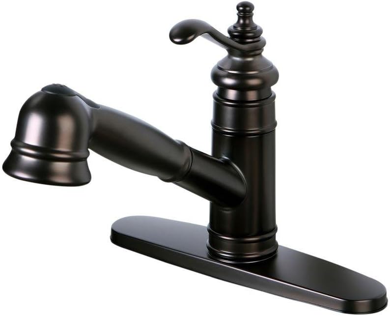 Kingston Brass Traditional Single-Handle Pull-Out Sprayer Kitchen Faucet in Oil Rubbed Bronze