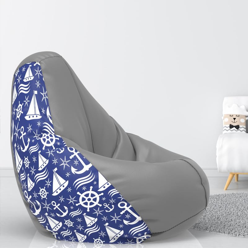 ComfyBean Bag Cover 4XL- Official: Jack & Mayers Bean Bags - for Adults - Max User Height : 5.5-6 Ft.-Weight : 70-99 Kgs(Model: Ship Sail - H - Light-Grey Blue)-image-48