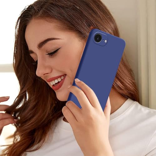 Image of amazon basics Back Cover for iPhone 16E | Ultra Slim Soft Rubberised Case | Matte Silicone Flexible Mobile Case | Camera Protection - Blue