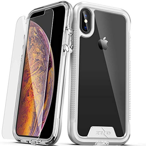 ZIZO ION Series for iPhone Xs Max case Military Grade Drop Tested with Tempered Glass Screen Protector (Silver & Clear)