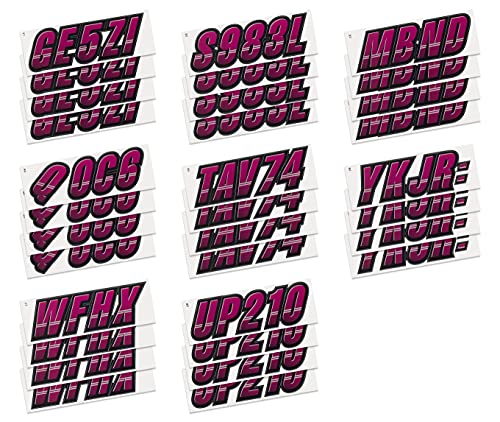 Image of STIFFIE Techtron Wine /Black 3 inch Boat & PWC Registration Decals • Numbers Letters Stickers