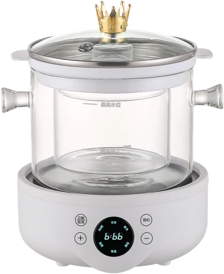 Fully Automatic Glass Tea Maker, 4.9 gal 1.5 L, Curing Pot, Temperature Adjustment, Automatic Heat Retention, Empty Firing Prevention, Large Capacity, Compact, 6 Functions, Smart Reservation