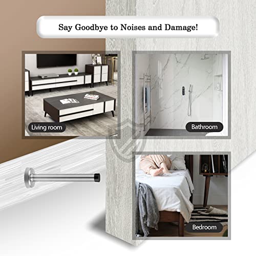 Door Stopper, 5 Inch Long Door Stop, Wall Mount, Brushed Nickel Heavy Duty Solid Rigid Doorstops Stainless Steel With Soft Rubber Bumper Tips #TOP6