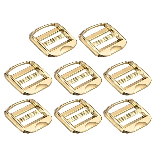 Uxcell Metal Ladder Buckle Slider Tri-Glider Metal Adjustable Buckles, 8pcs 25mm(1") Inner Width for Webbing Backpack Strap Gold Tone