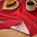 Aoztio Round Christmas Tablecloth with Lattice Cutwork Waterproof & Stain Resistant Red Table Cloth for Christmas Decor, Xmas Tablecloth Linen Table Cover for Dinner/Parties, 55 Inch Dia, Red
