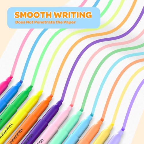 Qicewinly 48 Count Highlighters Bulk - 12 Assorted Fashion Colors, Chisel Tip, No Bleed & Quick Dry, Ideal for Note Taking, Studying, School, Office, Student & Teacher Supplies — view 6