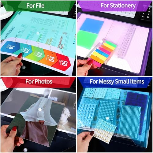 Image of Shuban Document File Folders with Snap Button Closure, Waterproof Plastic Envelope Pouches for Letter /A4 Size Paper, Assorted Transparent Colors (Style-4-Plain Transparent Folder-12Pcs-Mix Color)