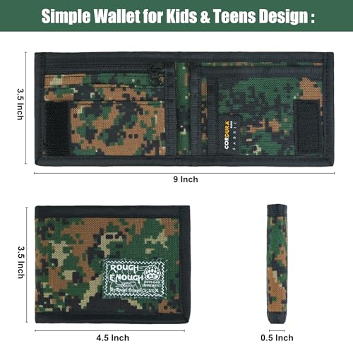 Rough Enough Boys Wallet for Teen Kids Slim Thin Bifold with Coin Zipper Pocket Green Camo4