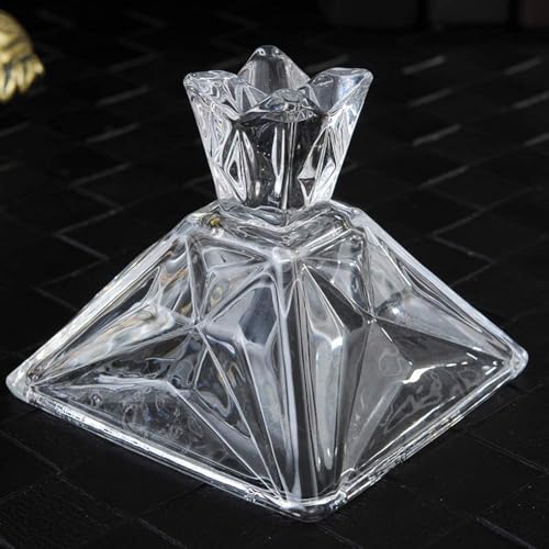 Image of WRINGO Crystal Diamond Cut Candi Jar with Lid | Premium Decorative Glass Candy Bowl | Multipurpose Storage Jar for Candi, Cookies, Chocolates, Dry Fruits, Sugar & Snacks (Pack of 1)