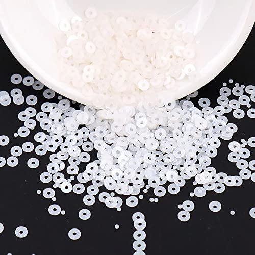 3000 Stück pailetten kit paietten Pailletten basteln Lose Pailletten Cup Schillernde Spangles für DIY Kunsthandwerk Herstellung Nähen Aufkleben Auffädeln Glänzende Dekorative Hochzeit 3 mm,Weiss