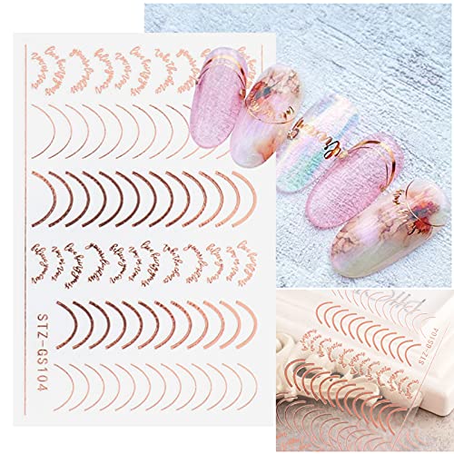 6 Blatt Nagelsticker,3D Selbstklebend Nagelabziehbilder Gold und Silber Nail Aufkleber DIY Nagelkunst Linie… – Bild 5