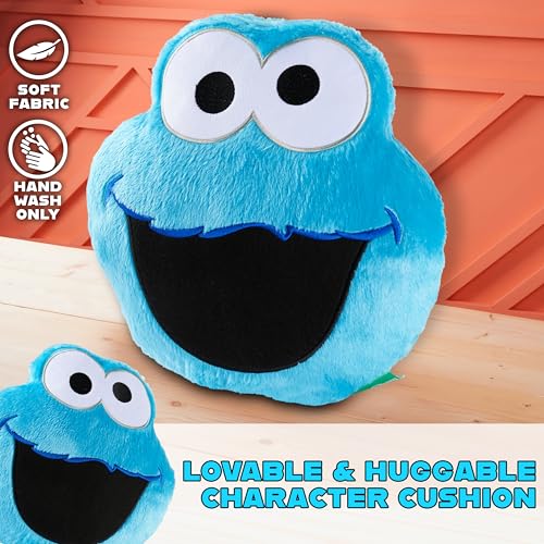 Image of Sesame Street Cookie Monster Plush Cushion Pillow, Soft Plush Throw Pillow Cushion Bedroom Decor Cuddle Plushies, Gifts for Girls, Teens, Women (Blue Cookie Monster, L12.4 x W12.2)