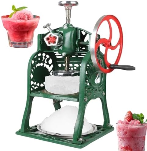 Portable Ice Shaver Machine - Manual Snow Cone Maker for Home & Commercial Use, Stainless Steel Ice Crusher with Block Shaving Attachment & Trays