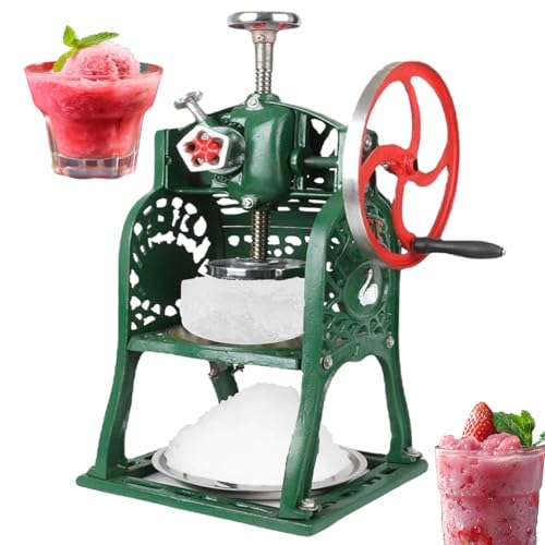 Portable Manual Shaved Ice & Snow Cone Machine, Ice Shaver for Home & Commercial Use, Stainless Steel Ice Block Shaving Tool with Trays, Perfect for Parties & Events