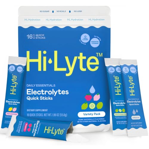 Image of Hi-Lyte Daily Essentials Electrolytes Quick Sticks, Variety Pack, 16 Ct | Zero Sugar, Non-GMO, Vegan, Gluten-Free, No Maltodextrin, Keto-Friendly, Blended in USA