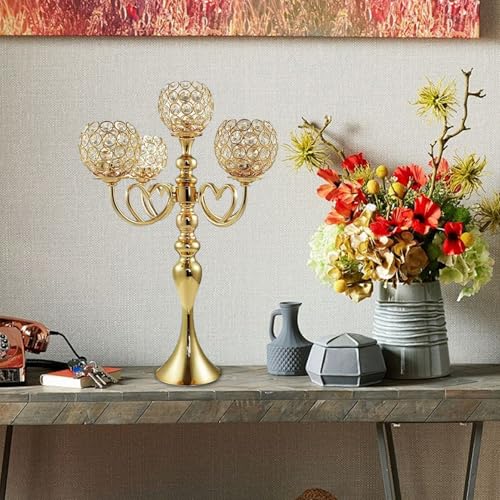 Centres de table candélabres dorés de luxe avec 5 bras pour mariage