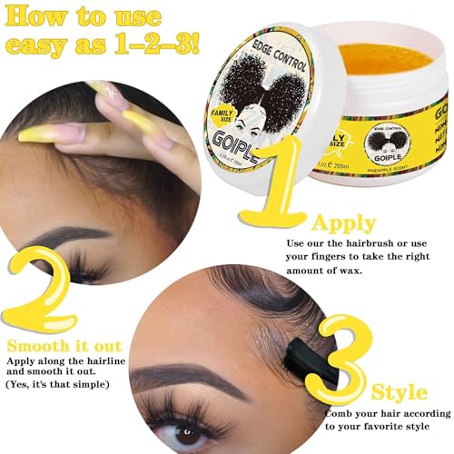 Goiple 8.25 Oz Edge Control Wax For Women, Non-Greasy Edge Smoother For Back Hair Extreme Hold Pack thumb #5