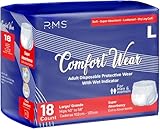 RMS Brands Comfort Wear Adult Pull-Ups Large (40–56″), 18 Count | Leak-Cuff Protection Disposable Incontinence Underwear with Extra Absorbency 10g SAP & Wetness Indicator for Men & Women