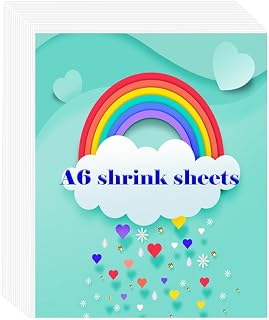 A6 Shrink Sheets,Shrinky Plastic Sheets,Shrink Art Paper Shrink Film Sheets Frosted for Kids Creative Craft, Create Your Own Jewelry,Keychains (50)