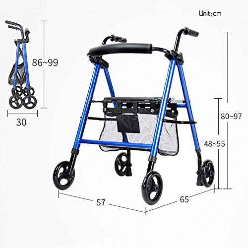 Déambulateur pliable avec siège et 4 roues pour senior - 2