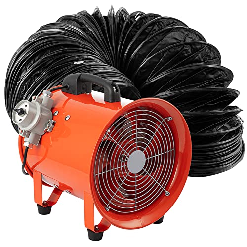 SHZOND Explosion Proof Fan 12 Inch 550W Utility Blower Fan 2719 CFM Portable Explosion Proof Ventilator High Velocity Utility Blower with 25Ft Explosion Proof Duct Hose