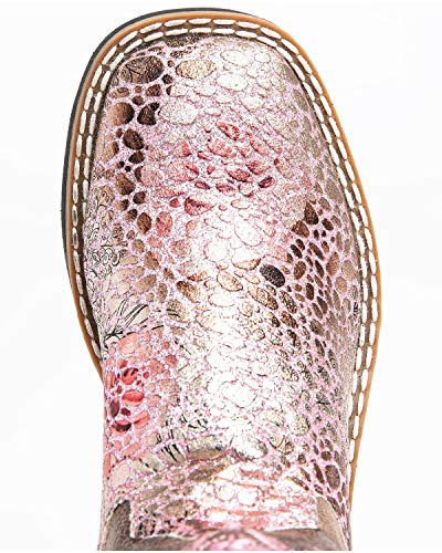 Shyanne Girls' Faux Leather Cowboy Boot Square Toe Pink #TOP5