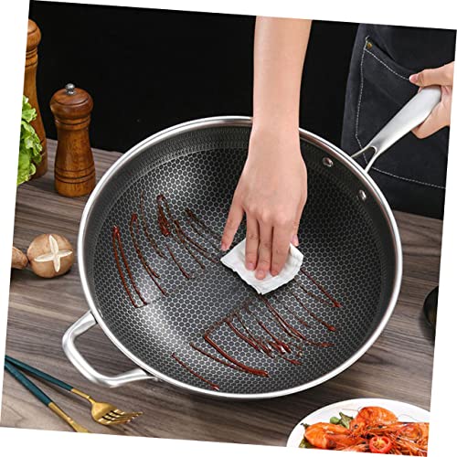 Wok de acero inoxidable con diseño panal y dobles asas miniatura 7