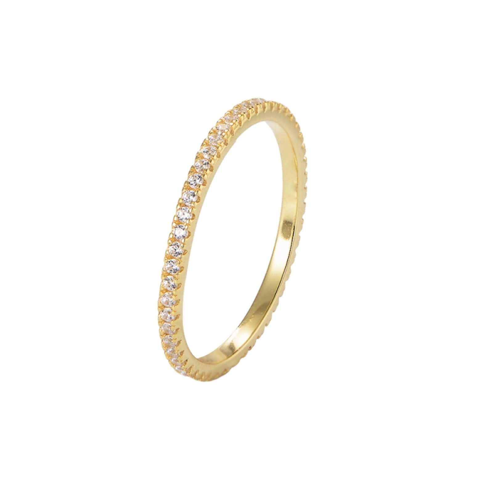 Unisize - Anillo de bisutería con moissanita, oro amarillo de 18 quilates, talla 45 (14,3)
