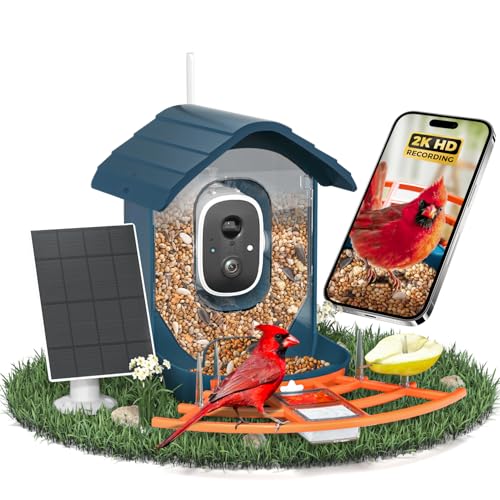 DOCOON Smart Bird Feeder with Camera 2K HD AI Identify Birds Species Bird Watching Camera with Solar Panel Gift for Mom Dad Birdlovers