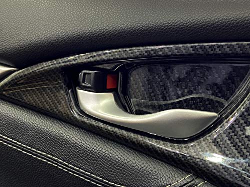 Carbon Fiber Grain Inner Door Handle Bowl Panel Cover Trim Interior Mouldings For Honda 10Th Gen Civic 2016 2017 2018 2019 2020 #TOP2
