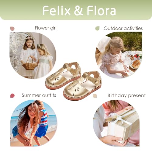 Image of Felix & Flora Toddler Girls Sandals Soft Rubber Princess Flat Shoes Flower Girl Shoes