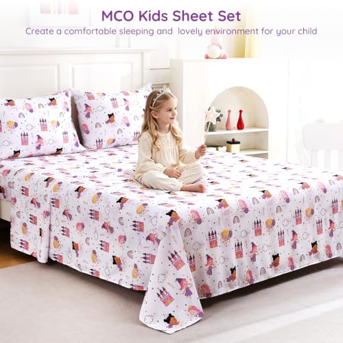 MCO Kids Fairy Castle Twin Sheet Set, 3 Piece Soft Microfiber Kids Twin Size Bed Sheets, Oeko-TEX, 16" Deep, Won't Pop Off, Breathable & Machine Washable, Cute Bedding Set for Girls Boys — view 4
