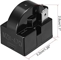 Vista 4 de uxcell Relé de arranque de refrigerador de 4,7 ohmios y 1 pin para compresor negro