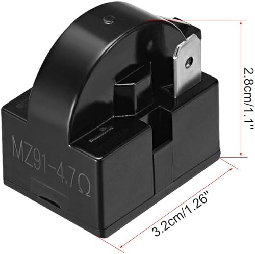 Miniatura 4 de uxcell Relé de arranque de refrigerador de 4,7 ohmios y 1 pin para compresor negro
