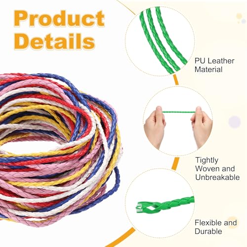 M METERXITY Round Braided Leather Cord, 10 Yards 4mm Four-Strand Faux Beading String Rope Bolo Tie 10 Meters Long for Jewelry Making/DIY Crafts, String Macrame Bracelet Thread [Green] by M METERXITY - Used condition - Image 2