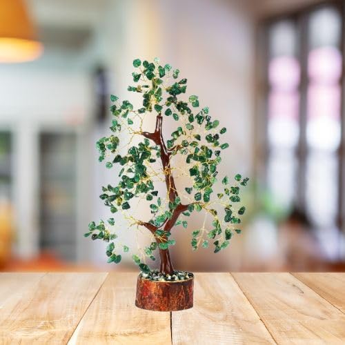 Image of Green Aventurine Crystal Tree (300 Beads) | 9-10 Inch Good Luck Showpiece for Home Decor | Gemstone Bonsai Money Tree for Wealth, Good Luck & Positive Energy |Gift Item