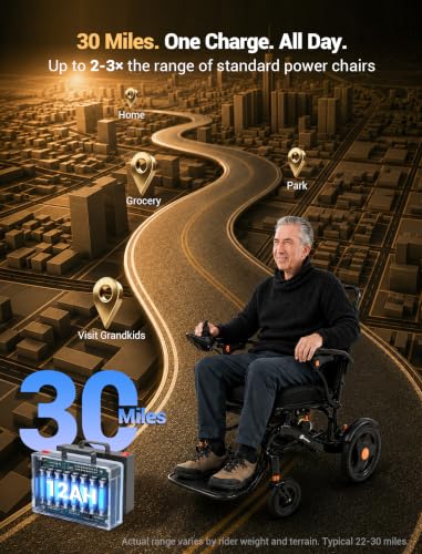 Image of Aotedor Carbon Fiber Electric Wheelchair,30 Miles Dual Batteries,Foldable
