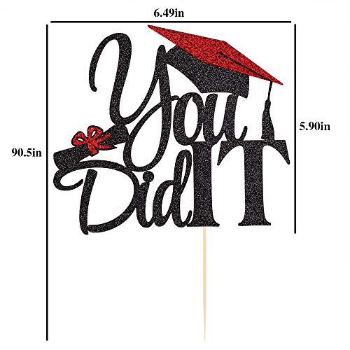 Lveud I Did It Cake Topper - Congrats Grad Cake Toppers - Graduation Party Decorations (Black And Red) #TOP3