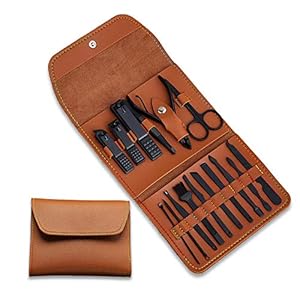 Faffooz Juego De Manicura Juego De Pedicura Portátil, Juego De Cortaúñas 16 En 1 Juego De Belleza De Acero Inoxidable…