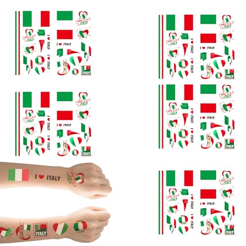DEFGNOP 10 Fogli Di Per Tatuaggi Temporanei Con Decorazione Italiana, Tatuaggi Finti, Decorazione Italiana, Adesivi Impermeabili Per Tatuaggi Sul Viso