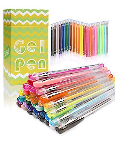Gel Pens for Adult Coloring innhom Glitter Gel Pens Set 36 Colors Gel Pens Plus 36 Refills for Adult Coloring Books Drawing Doodling Crafting Bullet Journaling