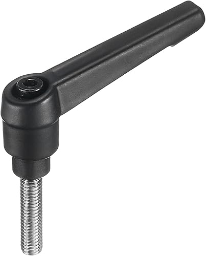 Miniatura 186 de uxcell Palanca de sujeción ajustable M8 x 1.181 in métrica 304 acero inoxidable macho roscado perillas de mano con botón de trinquete giratorio