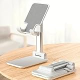 Cell Phone Folding Stand for Desk, Foldable Cell Phone Holder Mobile Stand Phone Dock, Multi-Angle Universal Adjustable Tablet Holder Compatible with Most Cellphone and Tablet(White)