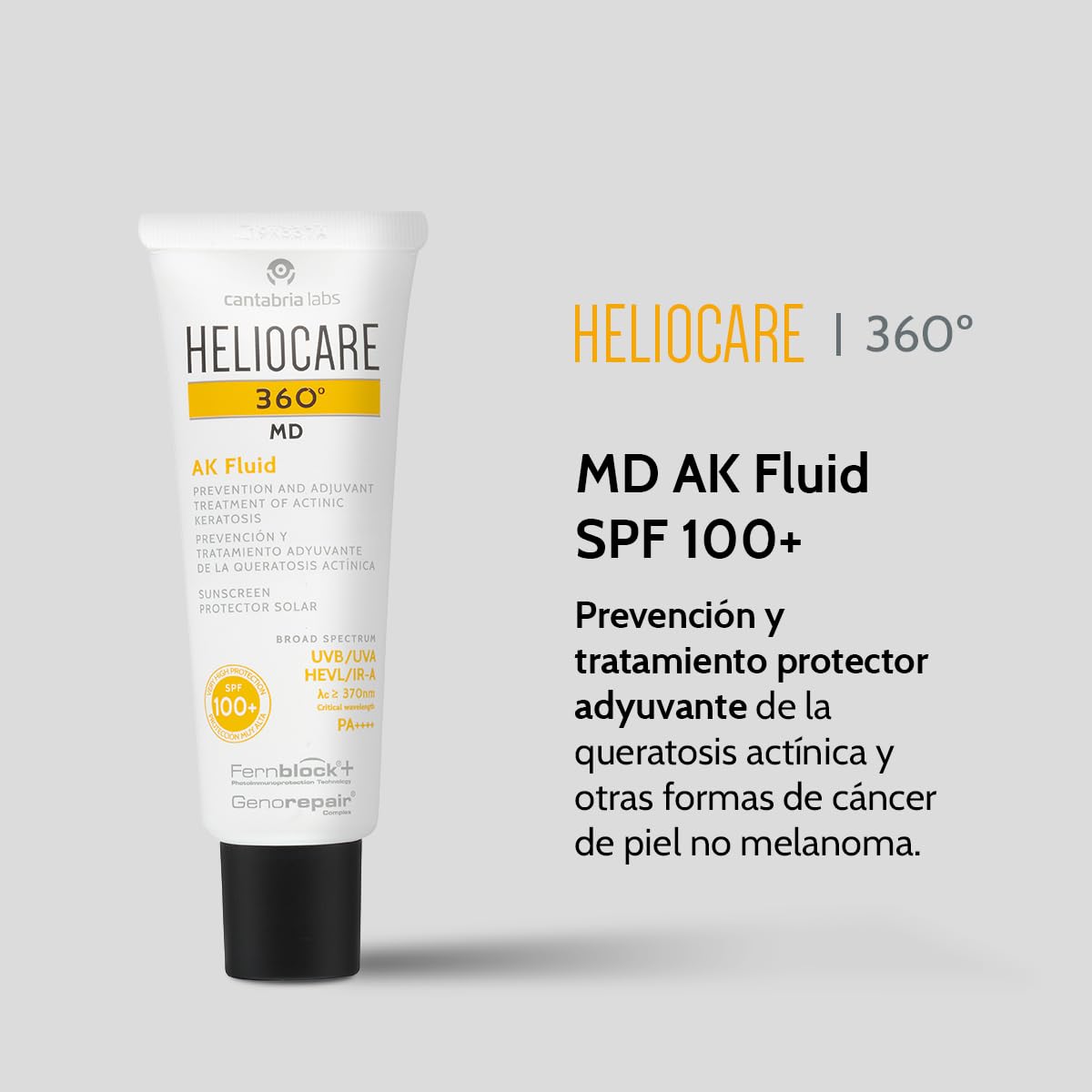 Cantabria Labs - Heliocare 360º MD AK Fluid - 50 ml - Protección Solar - Prevención Queratosis Actínica - Textura Fluida No Comedogénica