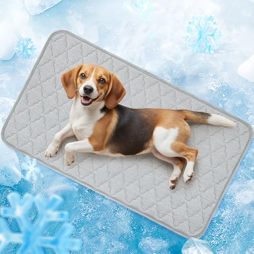 LOOBANI Dog Cooling Mat for Dogs 48'x28'- Dog Cooling Pad Durable, Cool Blanket Machine Washable, Medium Pet Cool Mat for Outdoor, Indoor (Grey, 48'x28')