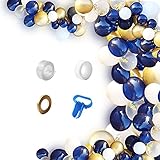  Wiletasz Bricolaje Globos Azul Marino 124pcs Kit de arco de guirnalda Decoraciones de suministros para fiestas Dorado Met¨¢lico Y Globos de l¨¢tex confeti para boda, Cumplea?os, Aniversario, Partido