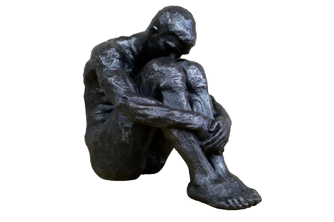 Venture Vehicles Ltd Black Artistic Posed Sitting Naked Man Sculpture| Resin Home Decor
